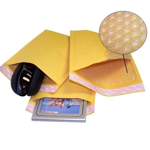 Factory Wholesale Nature Yellow Paper Padded Envelope Kraft Bubble Mailers Small Business Mailing Packages for Jewelry Makeup Supplies E-Commerce